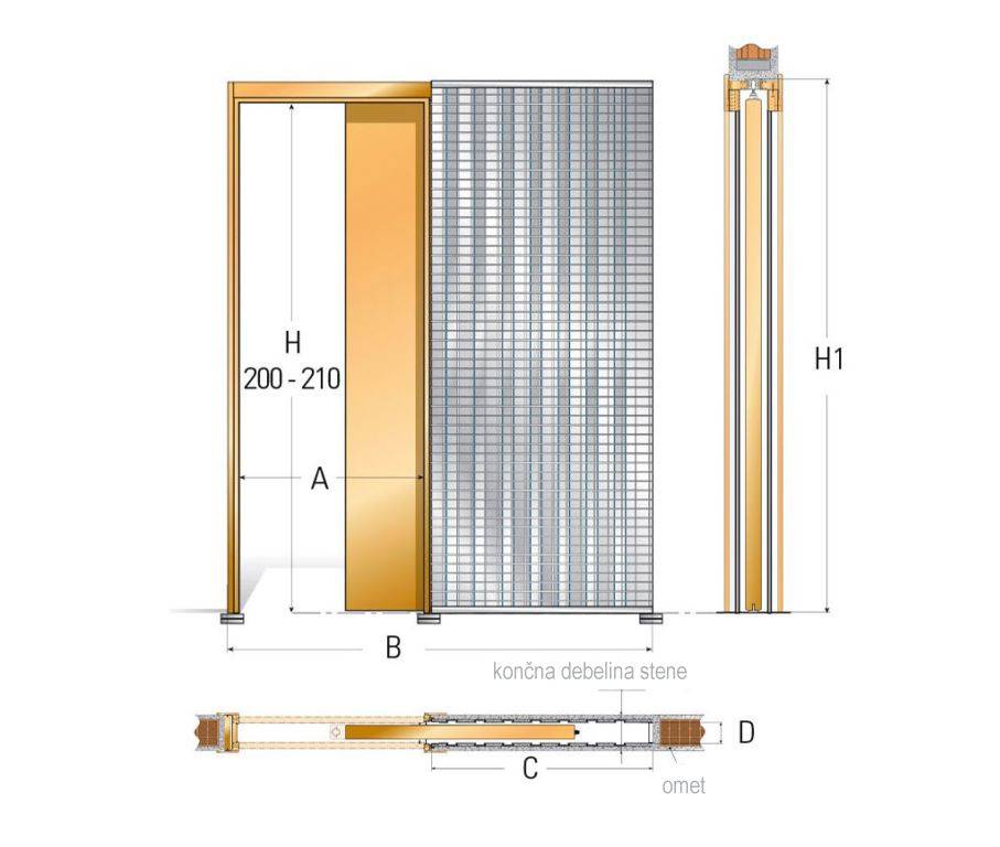 Skica prereza kasete za dimenzioniranje kasete